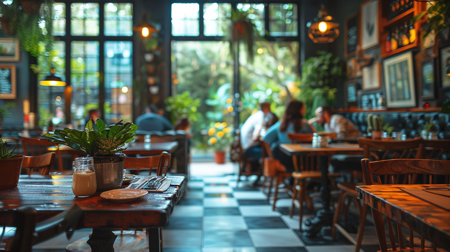 A vegan restaurant with customers