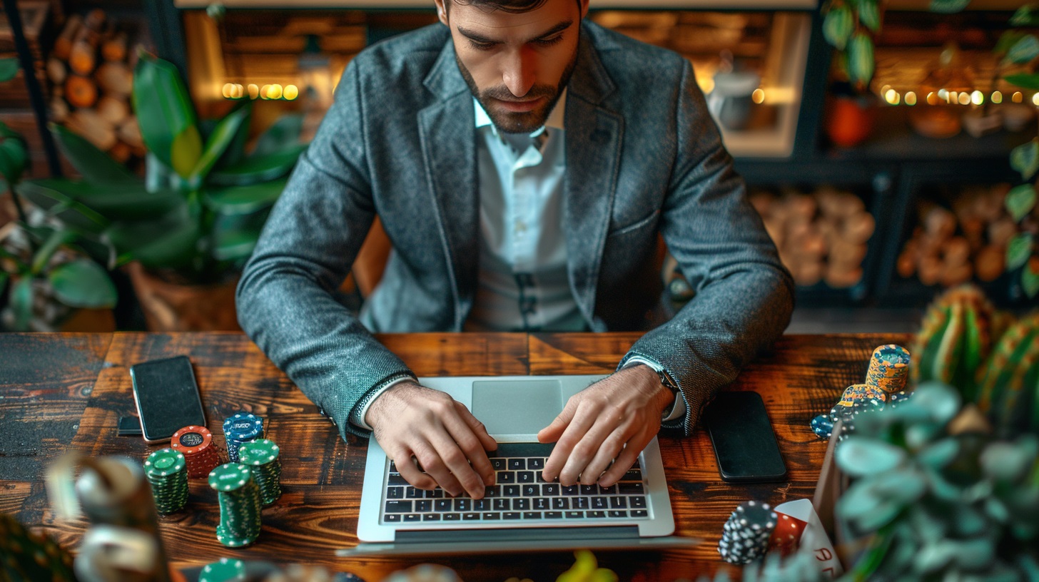 Businessman researching the market